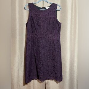 LOFT Elegant 14 Lace Midi Dress in Rich Purple GUC